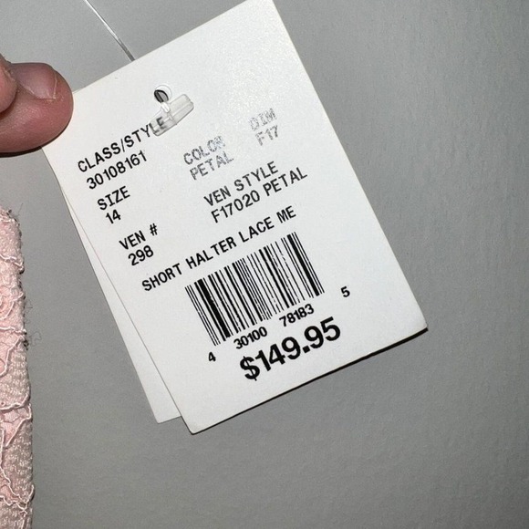 DAVID'S bridal petal pink bridesmaid dress Lace floral - Size 14 NWT - Picture 4 of 5